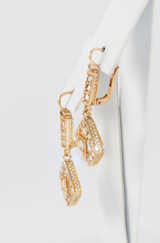 Pendientes antiguos en oro amarillo 18k y zafiros