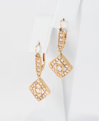 Pendientes antiguos en oro amarillo 18k y zafiros