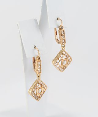 Pendientes antiguos en oro amarillo 18k y zafiros
