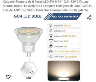 6 Bombillas led MR11 3W GU4