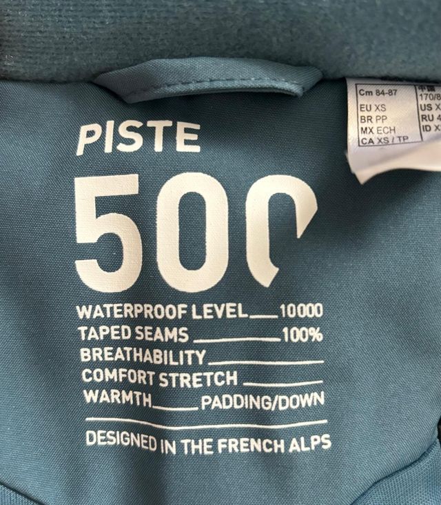 Chaqueta de esquí Wedze Piste 500 Azul petroleo