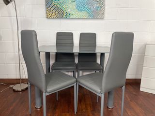 MESA DE COMEDOR GRIS + 4 SILLAS *MODELO DT18*