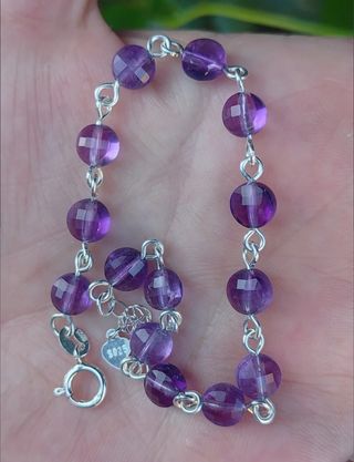 Pulsera, plata ley y amatista 