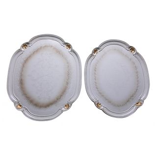 Set di Due Vassoi Fiorentini in Legno Decorato - S
