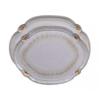 Set di Due Vassoi Fiorentini in Legno Decorato - S
