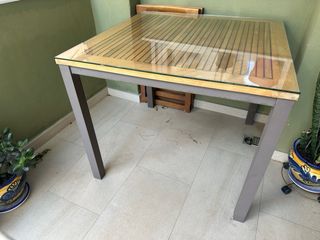 Mesa comedor o jardin tipo teka sin cristal