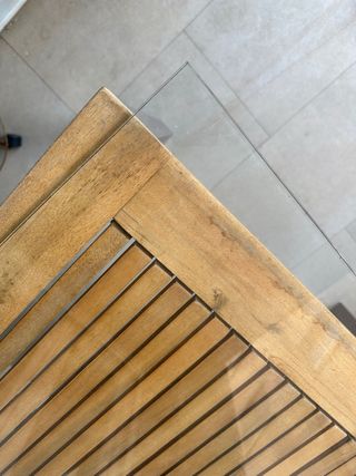 Mesa comedor o jardin tipo teka sin cristal