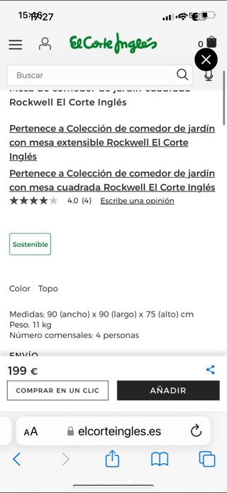 Mesa comedor o jardin tipo teka sin cristal