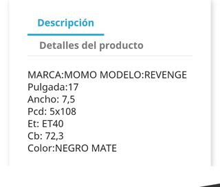 LLANTA MOMO REVENGE 7.5X17" 5X108 