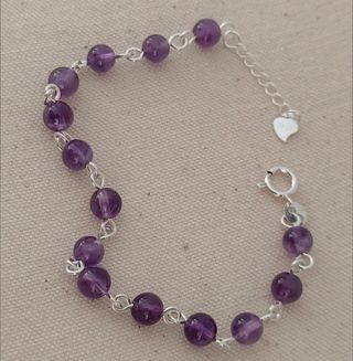Pulsera, plata ley y amatista 