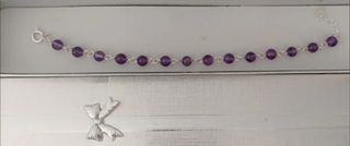 Pulsera, plata ley y amatista 
