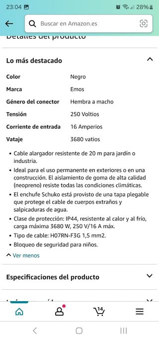 alargador electrico muy resistente para exteriores