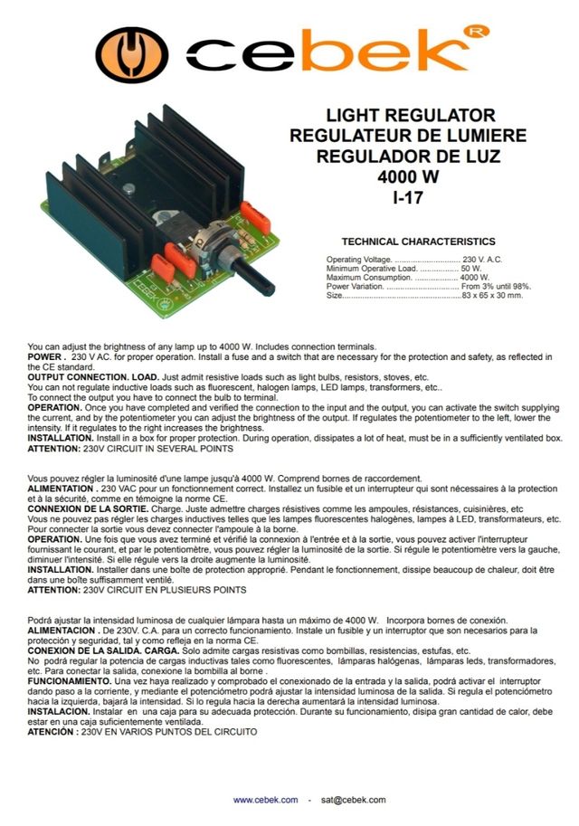 Regulador AC 4000w Cebek I-17.