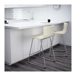 Sgabello IKEA BERNHARD in pelle cromato/bianco mook