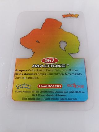3 cartas lamincard machop machoke y machamp