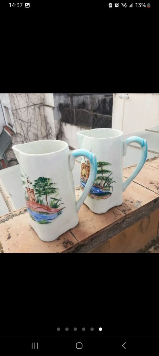 Pareja jarras porcelana Manises XIX