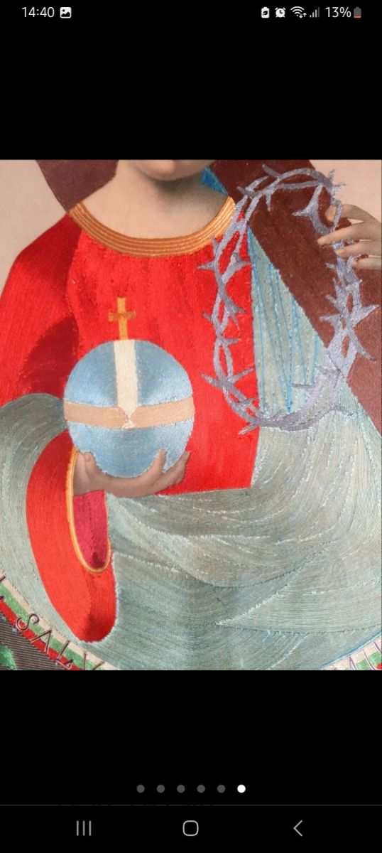 Antiguo bordado convento iglesia seda