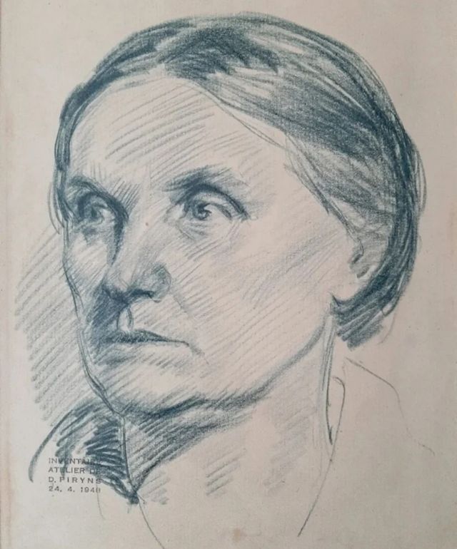 Antiguo Retrato lapiz D. Piryns