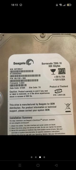 Disco duro Seagate 320 GB