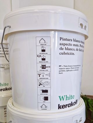 Pintura interiores blanca transpirable mate. 15L