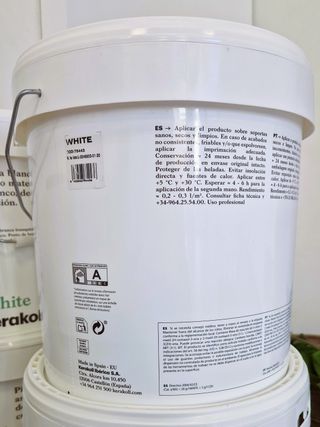 Pintura interiores blanca transpirable mate. 15L