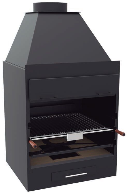 Barbacoa a leña y carbón con campana