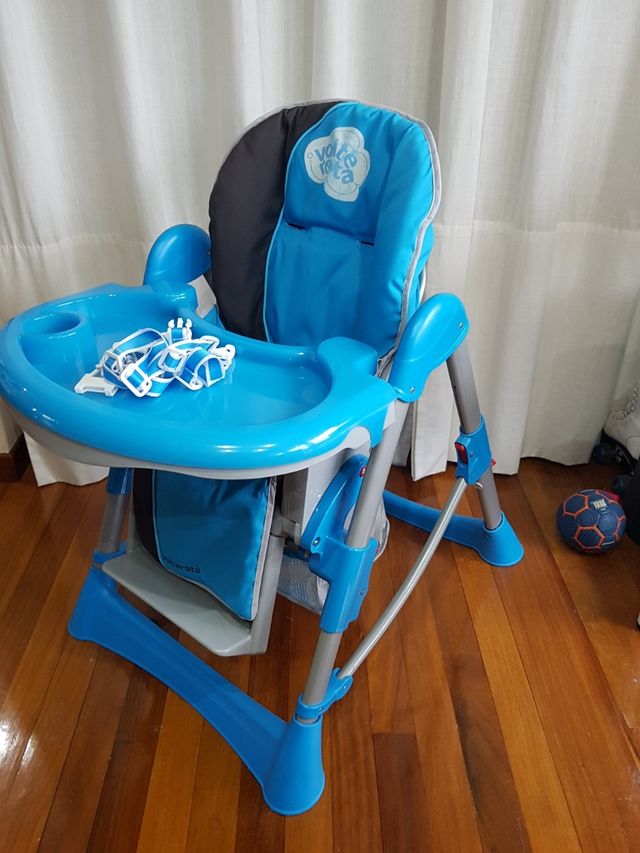 Trona bebé Voltereta , azul y gris