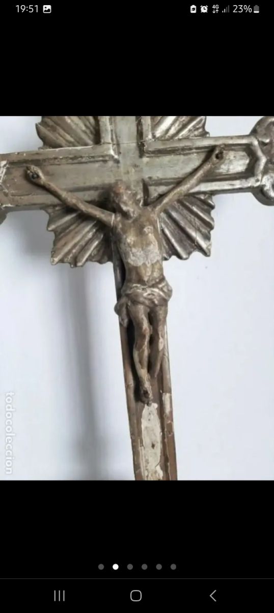 Antigua cruz altar madera XVIII