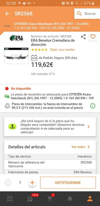 Cremallera de dirección Xsara NUEVA