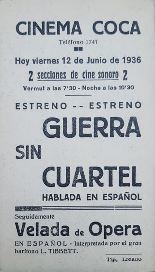 Lote 2 programas película "Guerra sin cuartel"