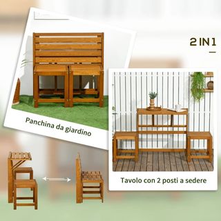 Set da Giardino 2 in 1, Tavolo e Sedie da Giardino
