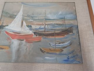 quadro olio su tavola firmato cornice legno