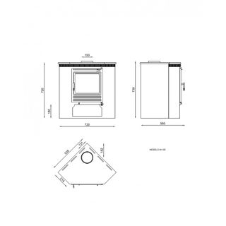 Estufa de leña rinconera con doble cámara M-105