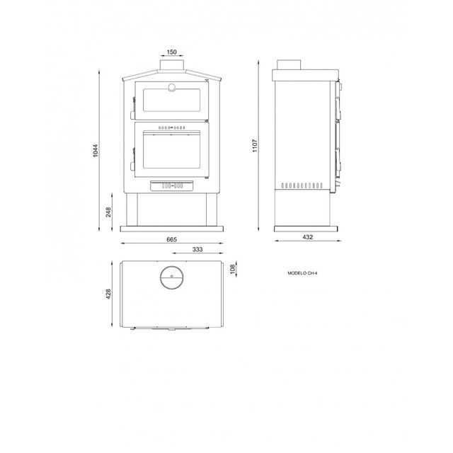La ESTUFA CH-4 es una estufa de leña con horno