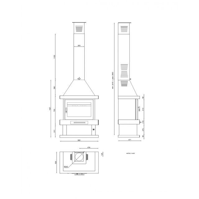 Chimenea metálica con interior de vermiculita C200