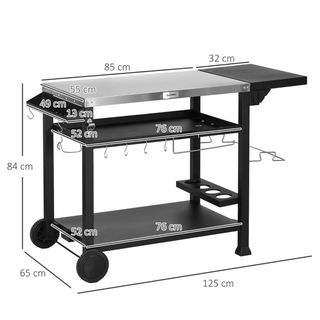 Carrello Barbecue con Tavolino Pieghevole in Accia