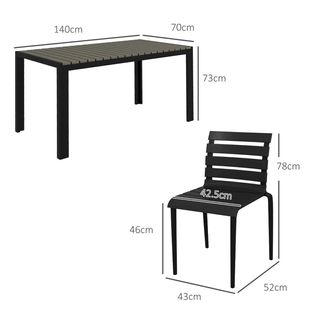 Set da Giardino con Tavolo e 4 Sedie Impilabili i