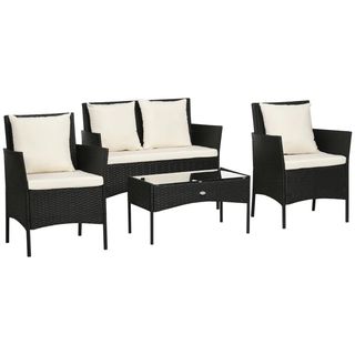 Set da Giardino 4Pezzi in Rattan con 2 Sedie, Polt