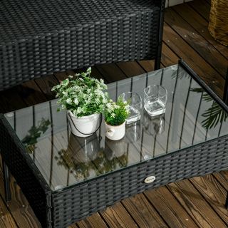 Set da Giardino 4Pezzi in Rattan con 2 Sedie, Polt