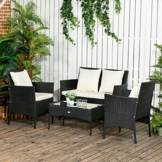 Set da Giardino 4Pezzi in Rattan con 2 Sedie, Polt