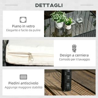 Set da Giardino 4Pezzi in Rattan con 2 Sedie, Polt