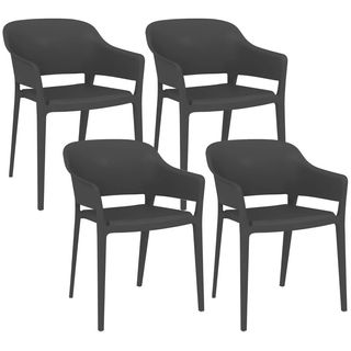 Set 4 Sedie da Giardino in Plastica Impilabili con