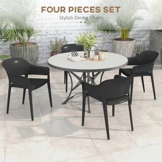 Set 4 Sedie da Giardino in Plastica Impilabili con