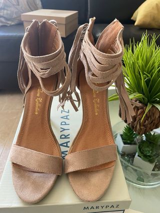 Sandalias mujer tacon beige