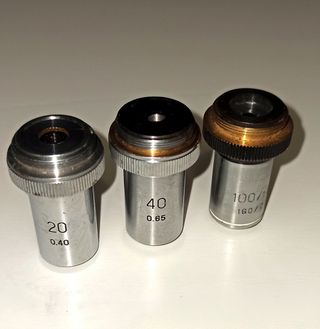 Lote objetivos antiguos microscopio
