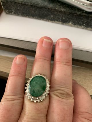 ANILLO PLATA RODIADA CON ESMERALDA 