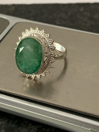 ANILLO PLATA RODIADA CON ESMERALDA 
