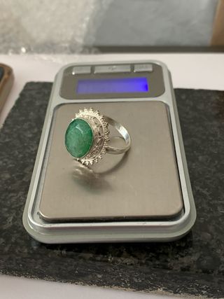 ANILLO PLATA RODIADA CON ESMERALDA 