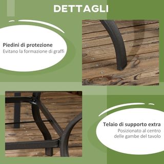 Tavolo da Giardino Marrone per 4 Persone con Foro