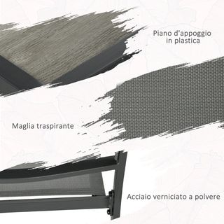 Set da Giardino con 6 Sedie Impilabili in Tessuto